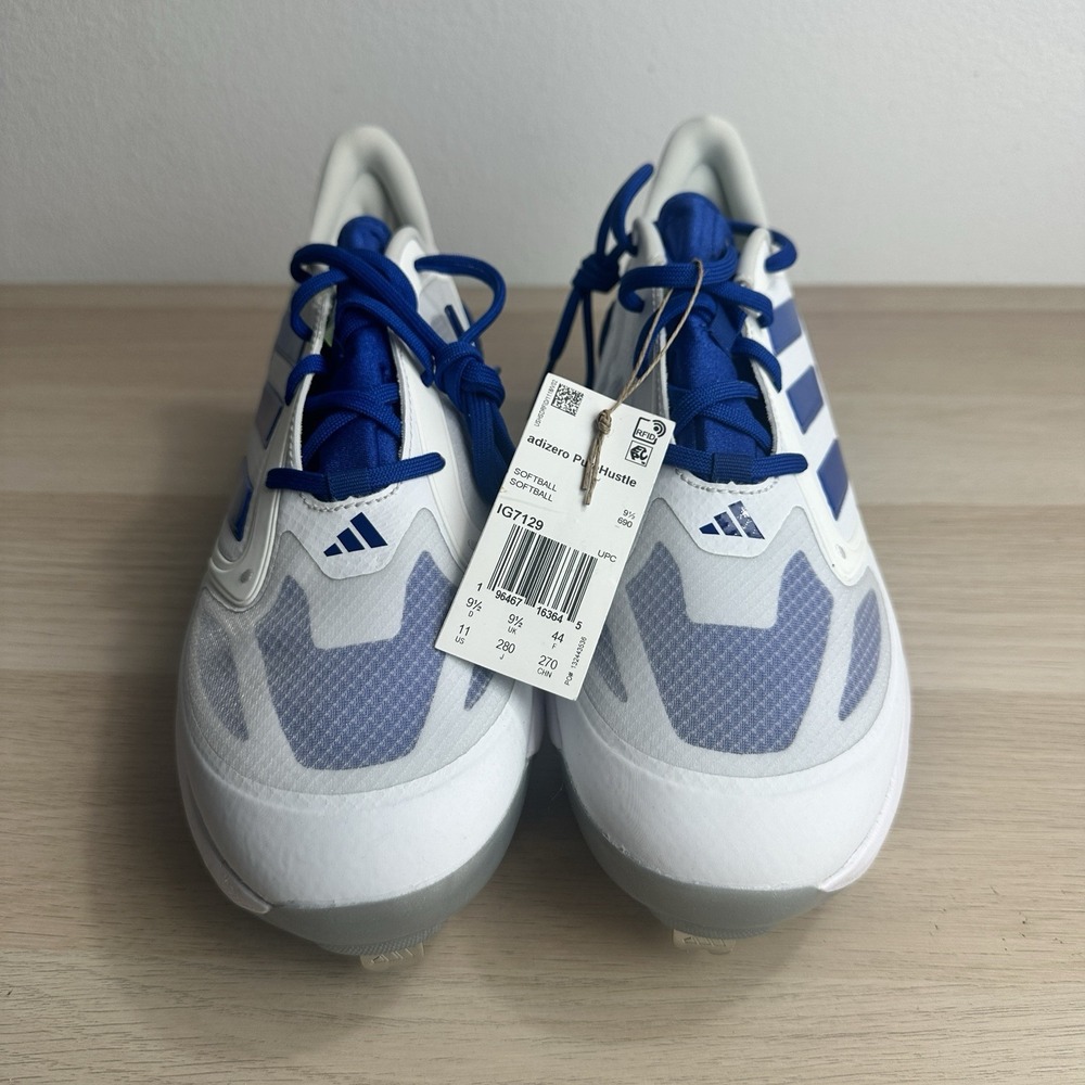 IG7129 Adidas Adizero Pure Hustle Women's Cleats White Blue Size 11 - Picture 2 of 5